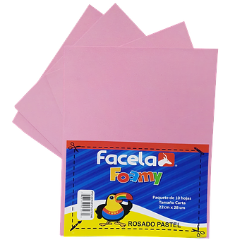 Foamy Liso 9" x 12", Color Rosado, 10 Hojas