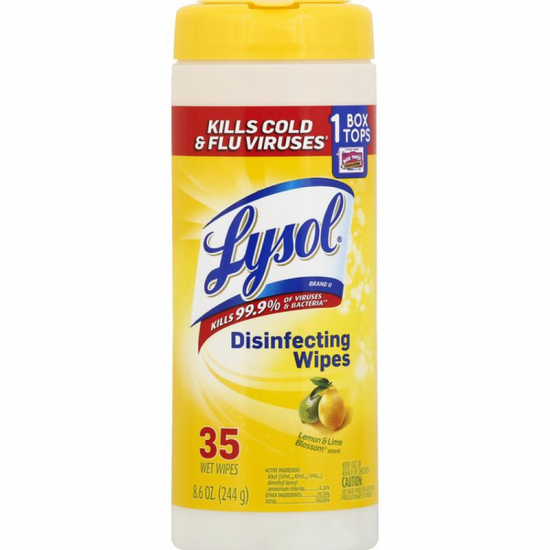 Toallitas Desinfectantes Multiusos Lysol Aroma Limón Y Lima 35 Und/Paq