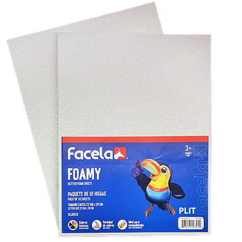 Foamy Escarchado 9" x 12", Color Blanco, 10 Hojas