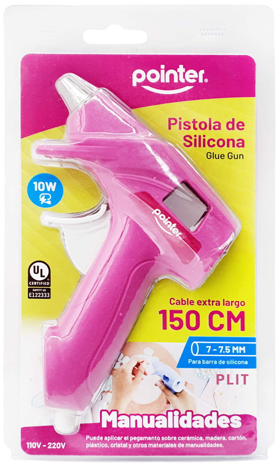 Pistola de Silicona Eléctrica Pequeña 110-220V, Rosada