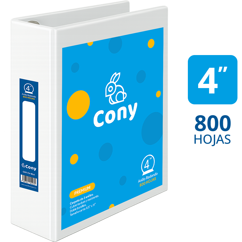 Carpeta Cony de 4" Pulgadas con Cover,