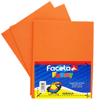 Foamy Liso 9" x 12", Color Naranja, 10 Hojas