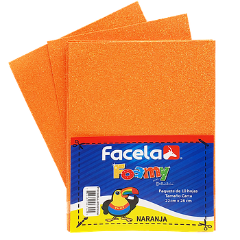 Foamy Escarchado 9" x 12", Color Naranja, 10 Hojas