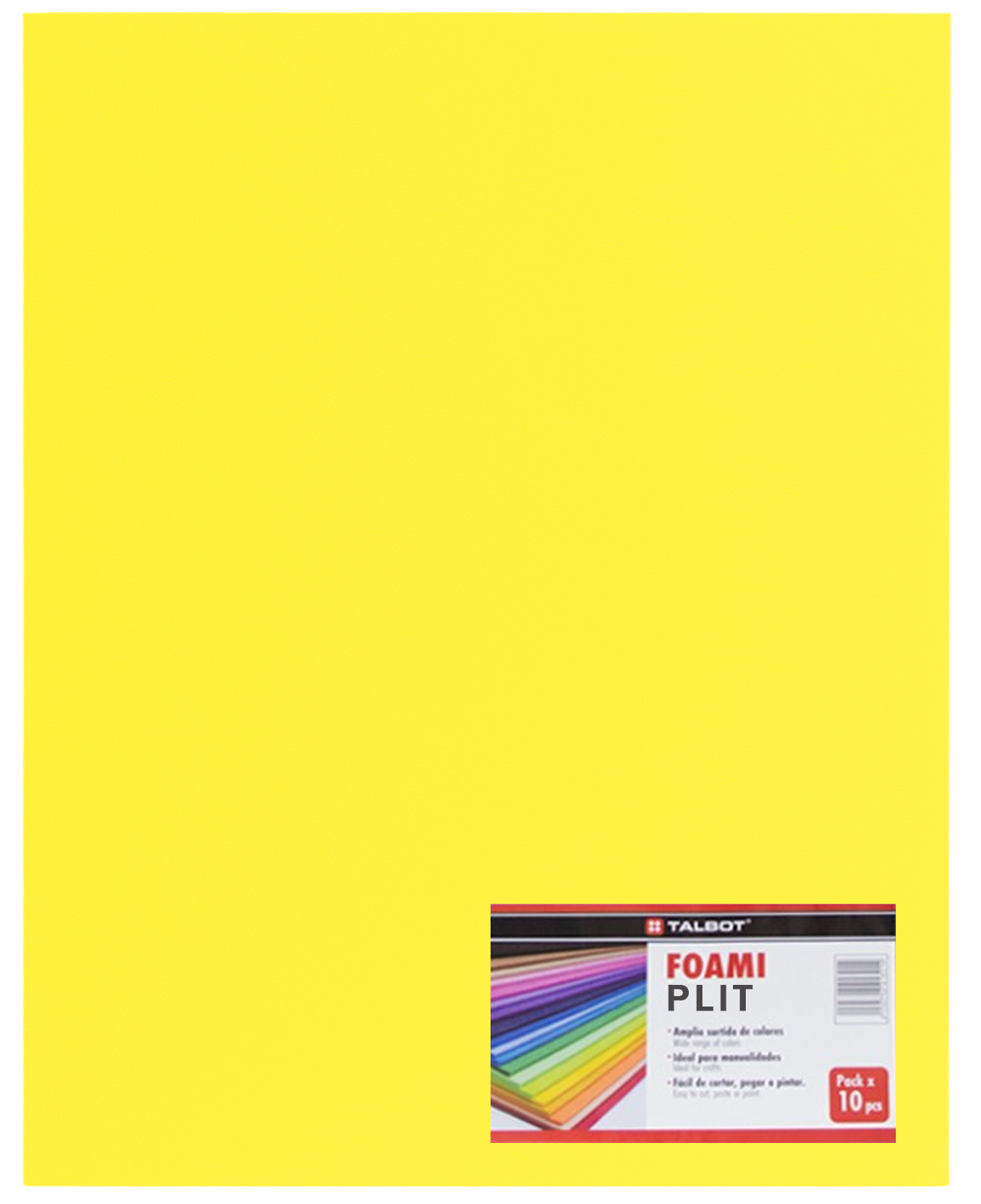 Foamy Liso 9" x 12", Color Amarillo, 10 Hojas