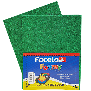 Foamy Escarchado 9" x 12", Color Verde, 10 Hojas