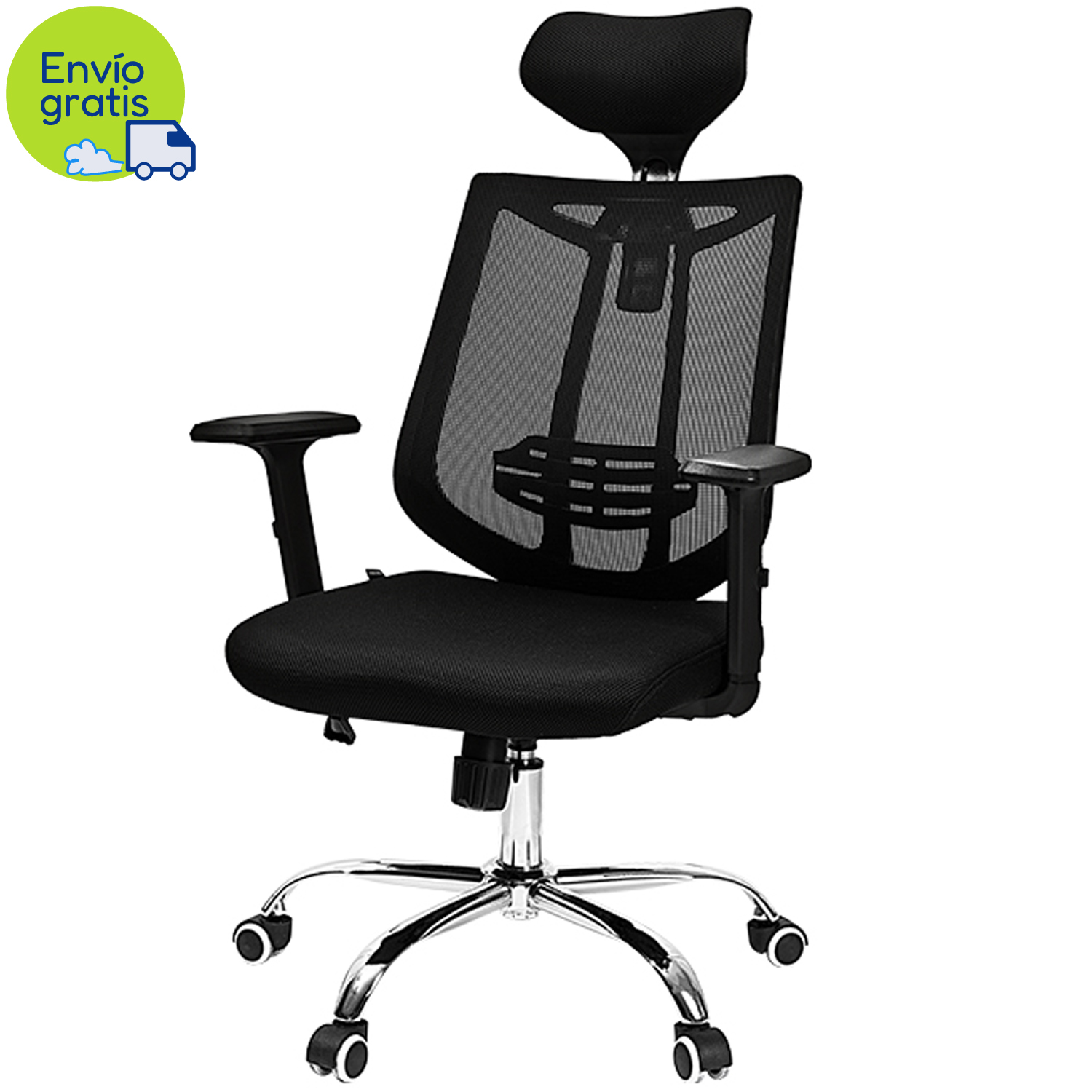 Silla Ejecutiva con Cabezal, Malla Negra