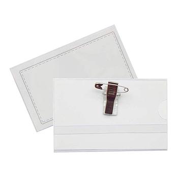 Gafete Porta Distintivo Horizontal con Broche, Transparente