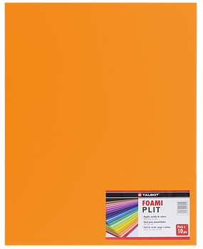 Cartulina Foamy Liso 20" x 28" Naranja, 10 pcs