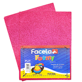 Foamy Escarchado con Brillo 9" x 12", Color Rosado Fucsia, 10 Hojas