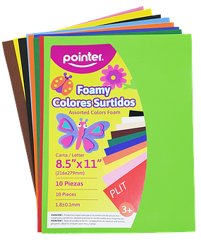 Set de Foamy Lisos Pointer 8.5" x 11" Colores Surtidos, 10 pcs