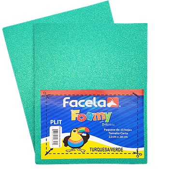 Foamy Escarchado con Brillo 9" x 12", Color Verde Turquesa, 10 Hojas