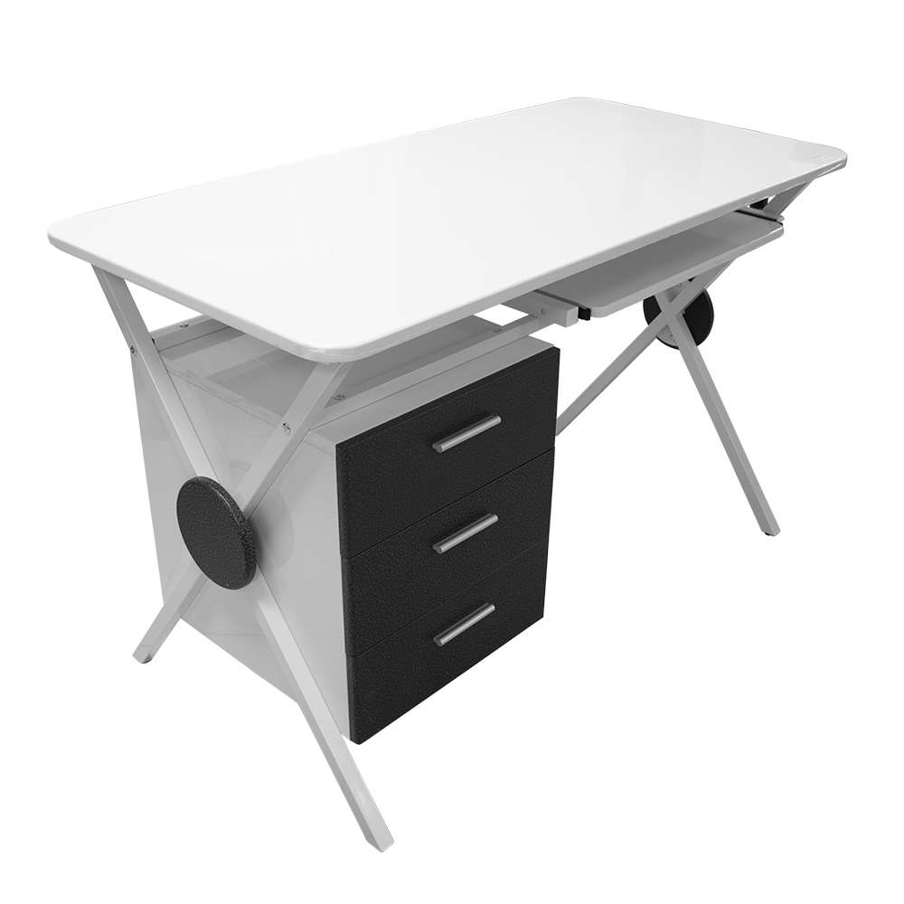 MUEBLE (PC) STAKEN WHITE/BLACK MELAMINE TOP