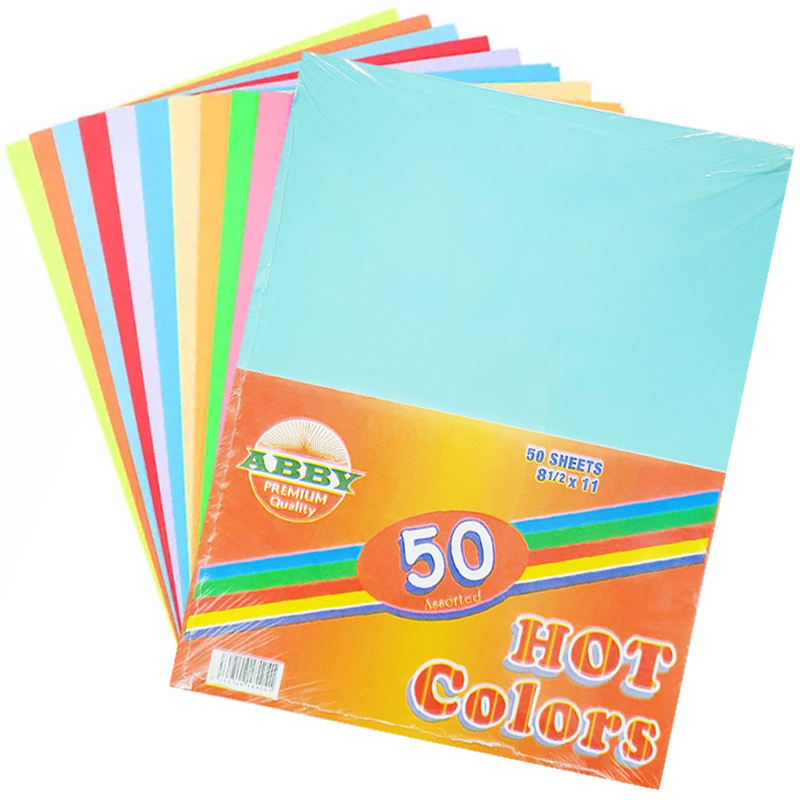 Resma de Papel de Colores 8.5”x11”, 50 Hojas - Abby Hot Colors