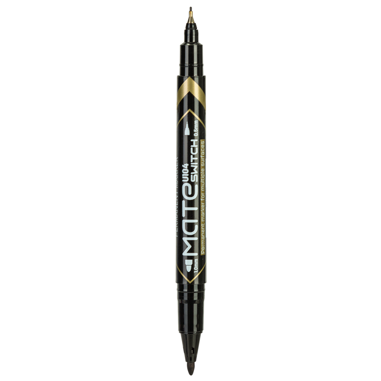 Marcador Permanente Doble Punta Fina, Negro