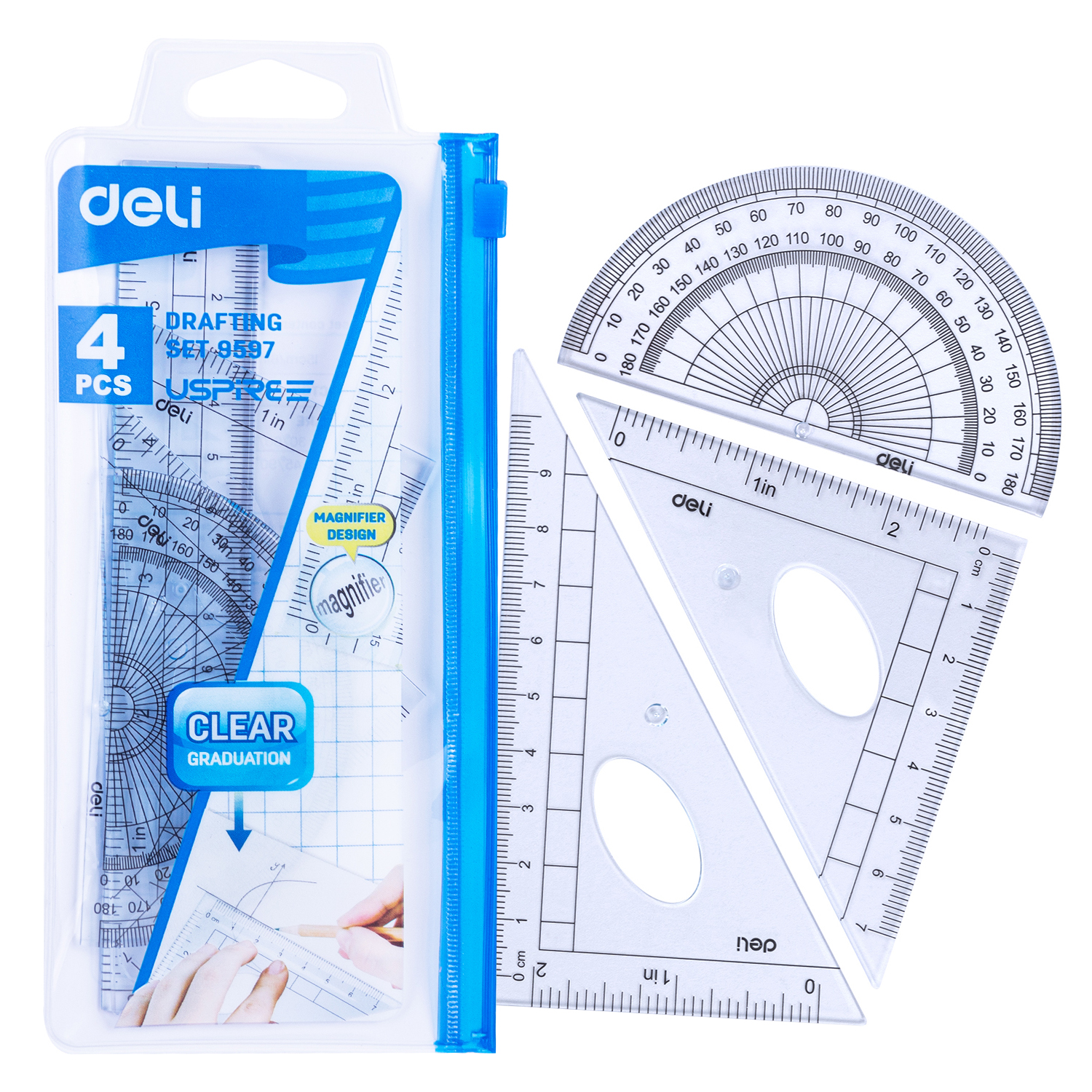 Estuche Geométrico Escolar, 4 pcs  9597