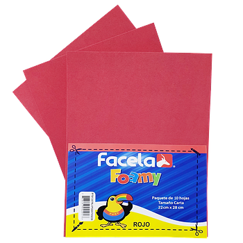Foamy Liso 9" x 12", Color Rojo, 10 Hojas