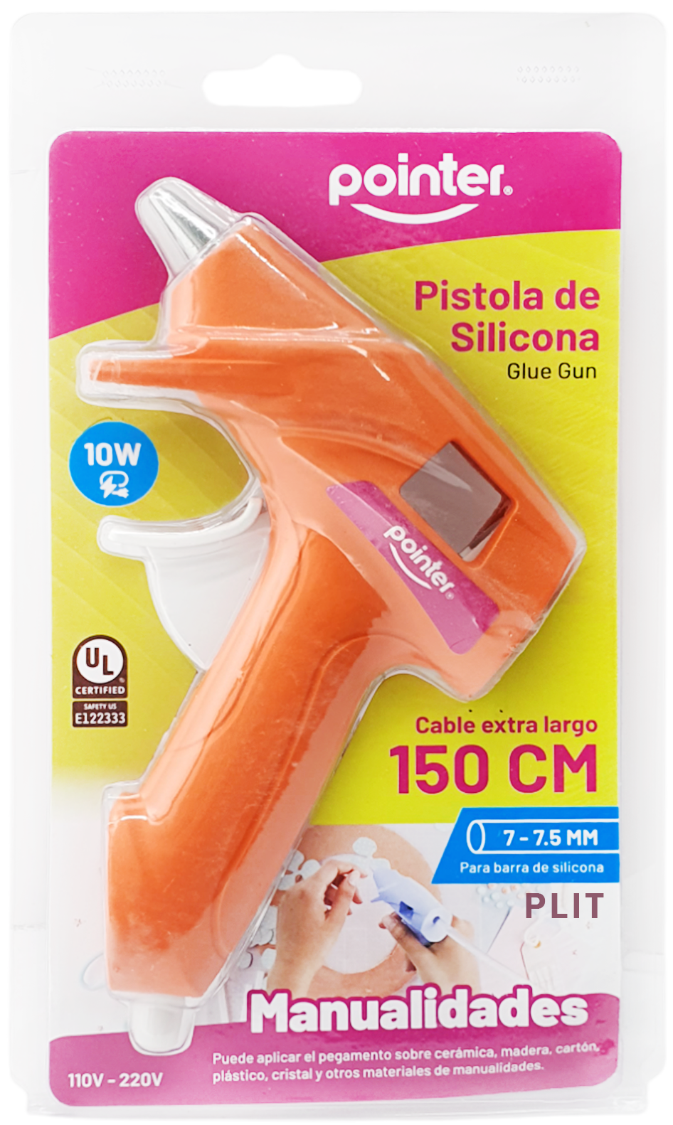 Pistola de Silicona Eléctrica Pequeña 110-220V, Naranja